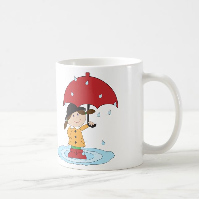 Caneca De Café Menina inglesa com o guarda-chuva na chuva (Direita)