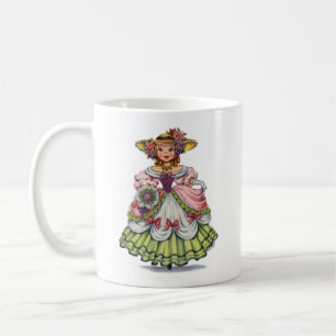 Caneca De Café Menina inglesa vintage em traje elisabetano