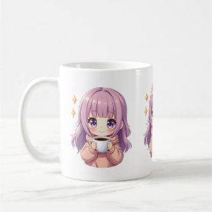 Caneca De Café Menina Kawaii e Aconchegante de Café – Adesivo Est