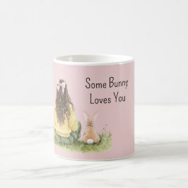 Caneca De Café Menina Laço Rosa Alguns Coelhinhos Te Amam