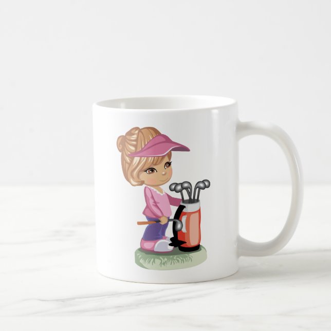 Caneca De Café Menina loura que joga o golfe (Direita)
