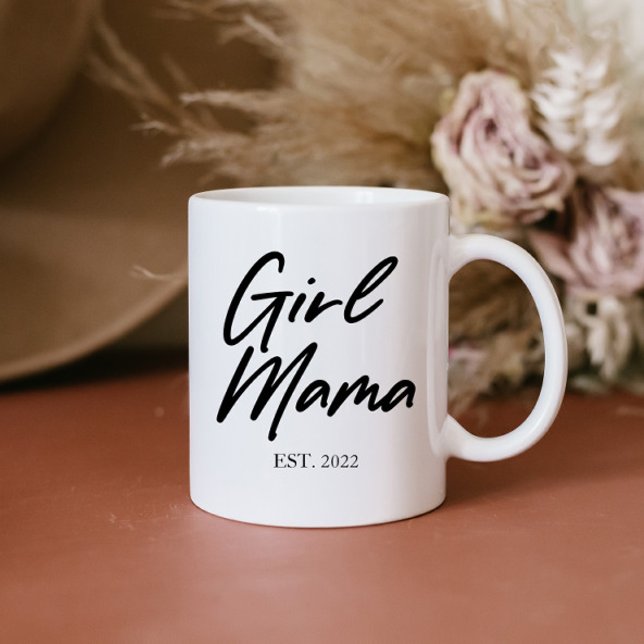 Caneca De Café Menina Mama Personalizada No Ano Passado Mínima Ma (Criador carregado)