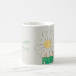 Caneca De Café Menina Margarida Vestido Verde