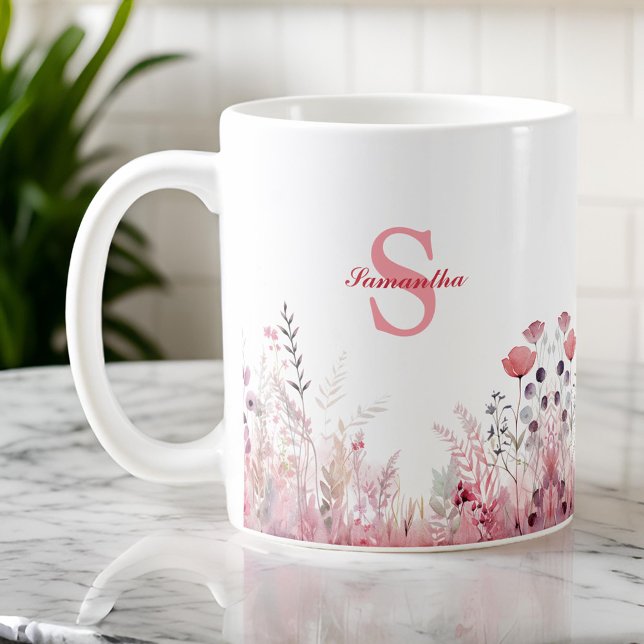 Caneca De Café Menina Mínima Floral Mínima Personalizada (Criador carregado)