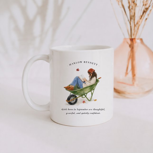 Caneca De Café Menina Nascida em Setembro | Monograma  (Criador carregado)