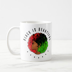 Caneca De Café Menina negra pan-africana mulher orgulho verde ver
