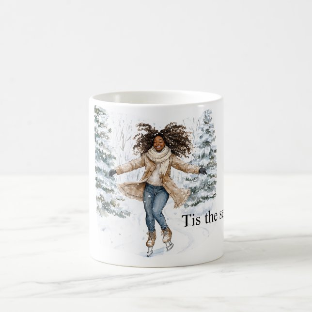 Caneca De Café Menina Negra Patinando no Natal (Centro)