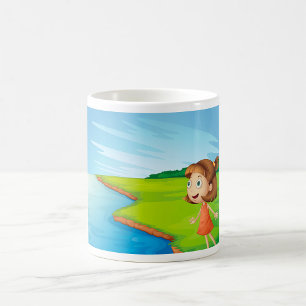 Caneca De Café Menina pela Paisagem Natural do Riverside