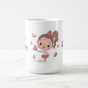 Caneca De Café Menina Personalizada Borboleta Capuz - N Personali