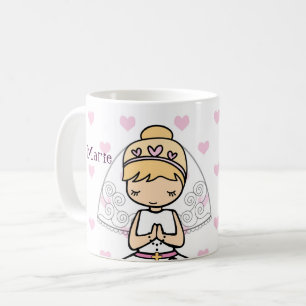 Caneca De Café Menina Personalizada do Primeiro Dia da Comunhão
