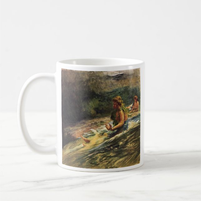 Caneca De Café Menina que desliza abaixo da queda da água - (Esquerda)