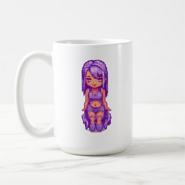 Caneca De Café Menina roxa-branca (Esquerda)