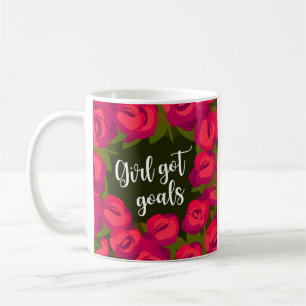 Caneca De Café Menina tem objetivos em vermelho e verde