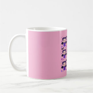 Caneca De Café Menina Vampira Fofa Padrão de Halloween Roxo