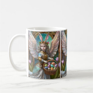 Caneca De Café Menina Vestindo Fantasia de Anjo Coelho de Páscoa