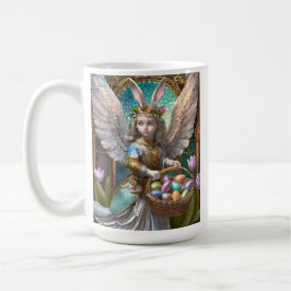 Caneca De Café Menina Vestindo roupa de anjo na Páscoa