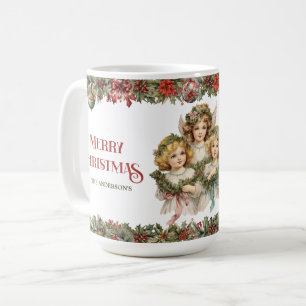 Caneca De Café Meninas Anjos Vitorianos de Natal com Sagrado
