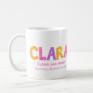 Caneca De Café Meninas Clara chamam estrelas de flores roxas cor-