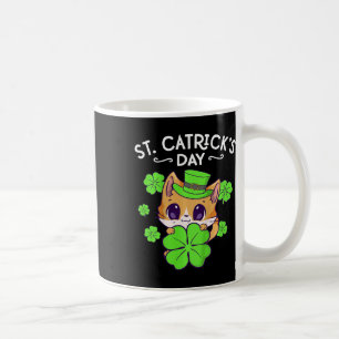 Caneca De Café Meninas Dia de São Patrício Gato Feliz St Catricks