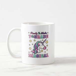 Caneca De Café Meninas do 7º ano de volta às aulas Gif de unicórn