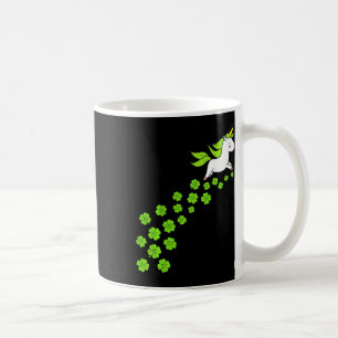 Caneca De Café Meninas Feliz Dia de São Patrício Unicórnio Trevo