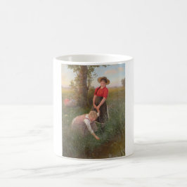 Caneca De Café Meninas Jovens Escolhendo Flores
