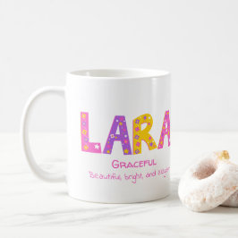Caneca De Café Meninas Lara chamam-se estrelas de flores roxas co