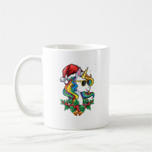 Caneca De Café Meninas Meninos Unicórnio de Natal Camisa Santa Fo