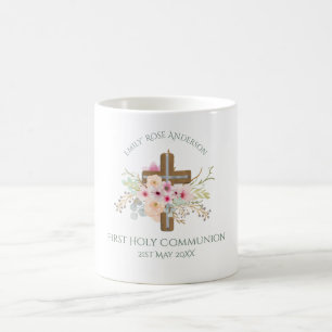 Caneca De Café Meninas Primeira Sagrada Cruz Floral Comunitária P