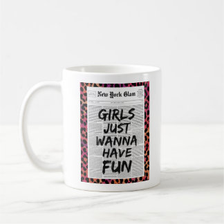 Caneca De Café Meninas Só Querem se Divertir Glam Leopardo Jornal