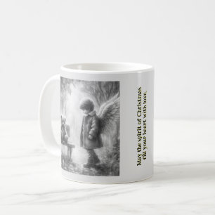 Caneca De Café Menino angelical com Urso de Pelúcia