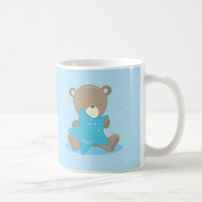 Caneca De Café Menino azul do urso do bebê que guardara uma (Direita)