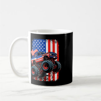 Caneca De Café Menino Caminhão Monstro Bandeira Dos EUA Caminhão 