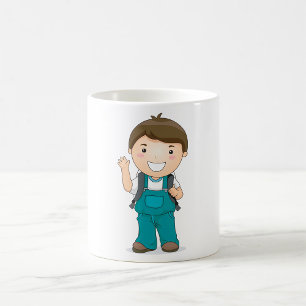 Caneca De Café Menino da Escola Sorridente com Mochila