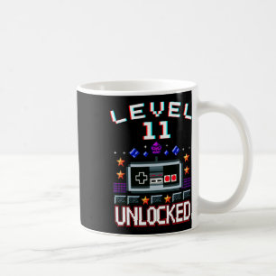 Caneca De Café Menino de Aniversário Nível 11 Desbloqueado Divert