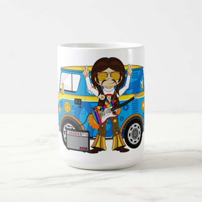 Caneca De Café Menino do Hippie com guitarra & campista Van (Centro)