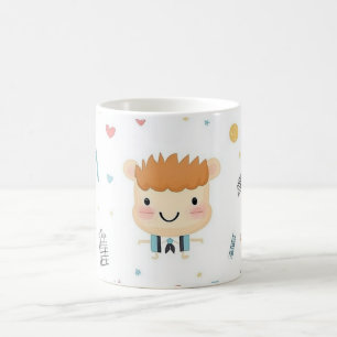 Caneca De Café Menino jovem fofo com cabelo laranja em estilo de