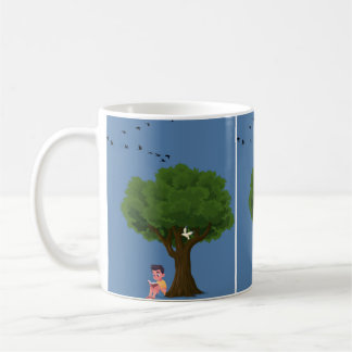 Caneca De Café Menino Lendo Debaixo da Árvore Natureza Pacífica L