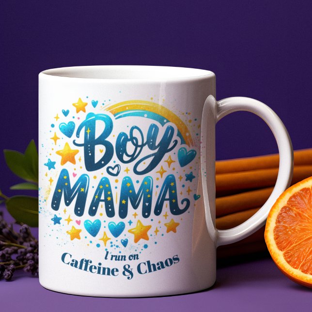 Caneca De Café Menino Mamãe Engraçado Presente Azul Moderno Para  (Criador carregado)
