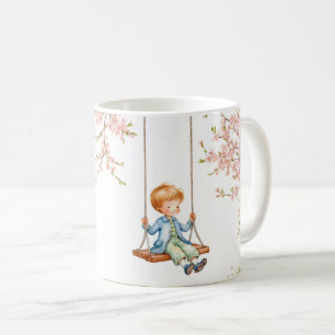 Caneca De Café Menino no balançoço Flor de Cerejeira