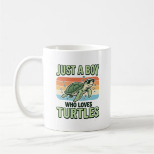 Caneca De Café Menino Que Ama Tartarugas Desenho de Gravura Vinta