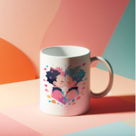 Caneca De Café Meninos Animes Beijantes Bonitos
