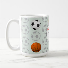 Caneca De Café Meninos com Nome Branco Desenho de Esportes de Bei