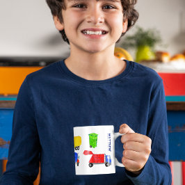 Caneca De Café Meninos de Caminhões de Lixo Pintados Personalizad
