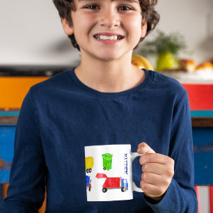 Caneca De Café Meninos de Caminhões de Lixo Pintados Personalizad