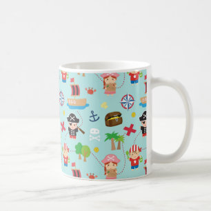 Caneca De Café Meninos e Meninas Piratas Fofos Tesouro