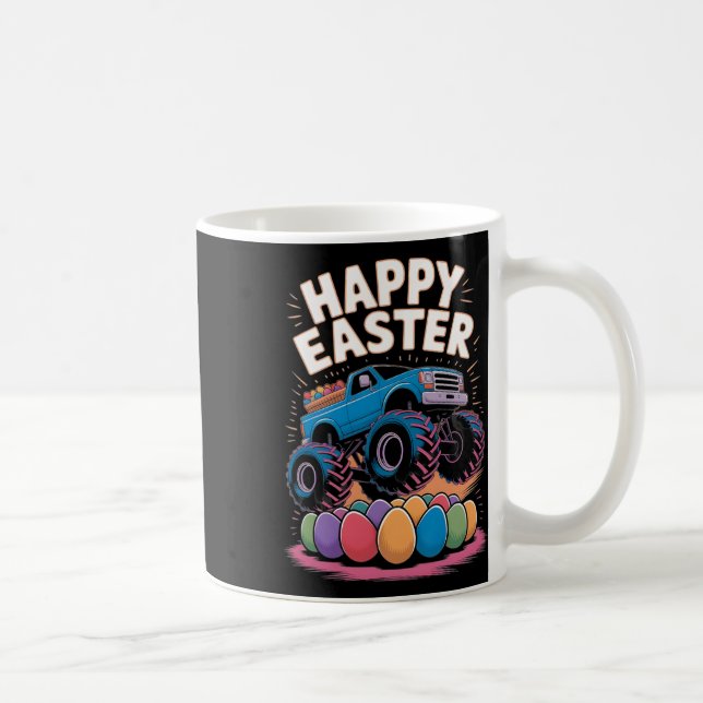 Caneca De Café Meninos Feliz Páscoa Caminhão Monstro Ovos de Pásc (Direita)