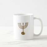 Caneca De Café menorá dourada<br><div class="desc">Menora, canukah, metal dourado, hannukah, hebraico, feriados, judeu, judaísmo, menorah, chanukah, hannuka, canuka, christmukah, christmukkah, judaica rabbi</div>