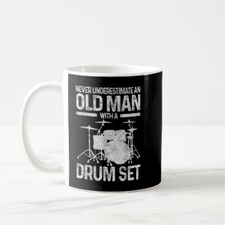 Caneca De Café Mens Drummer Presente Nunca Subestime Um Velho W