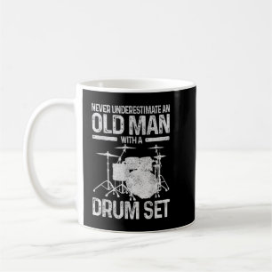 Caneca De Café Mens Drummer Presente Nunca Subestime Um Velho W